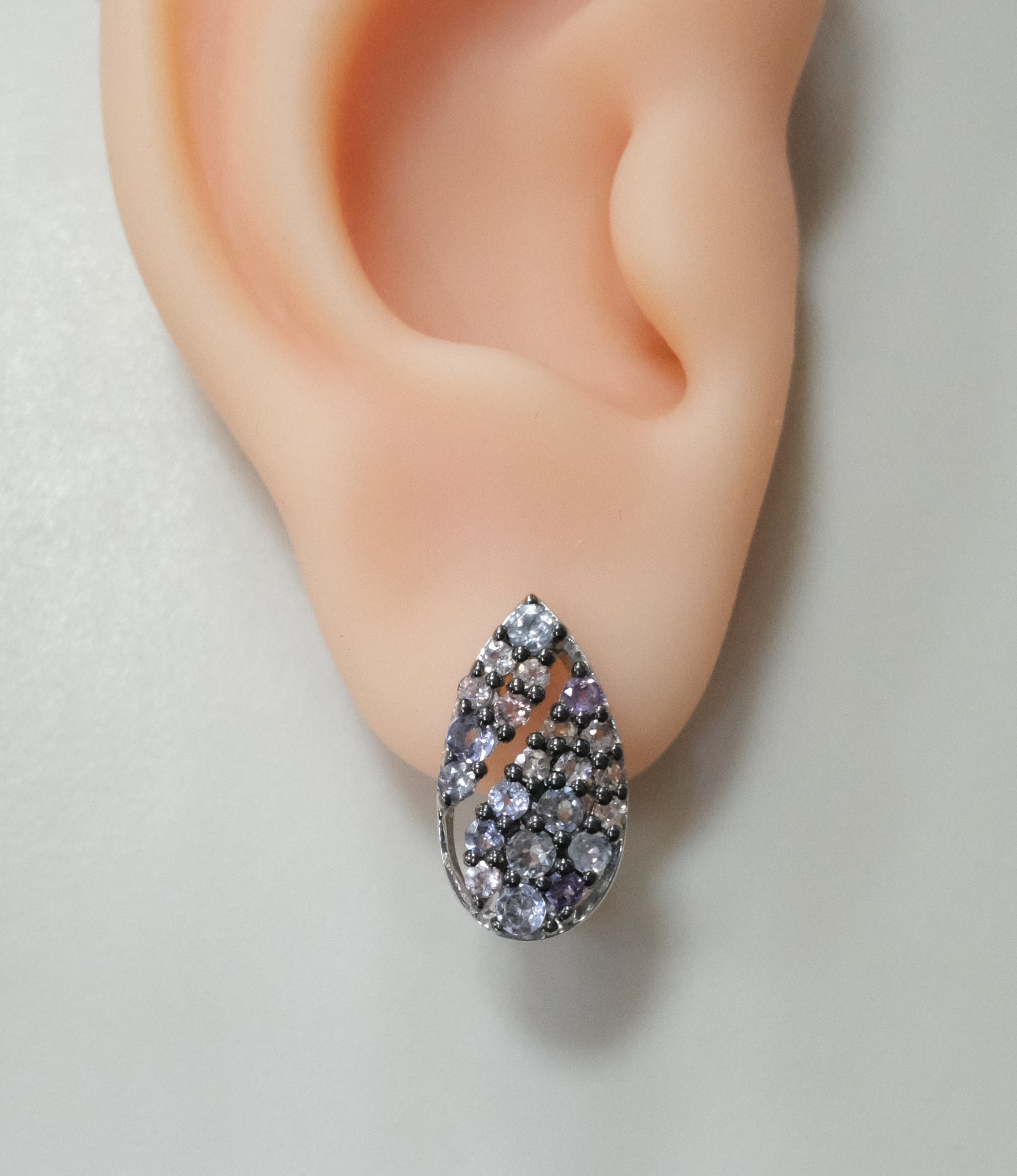 Серебряные серьги с цветной шпинелью